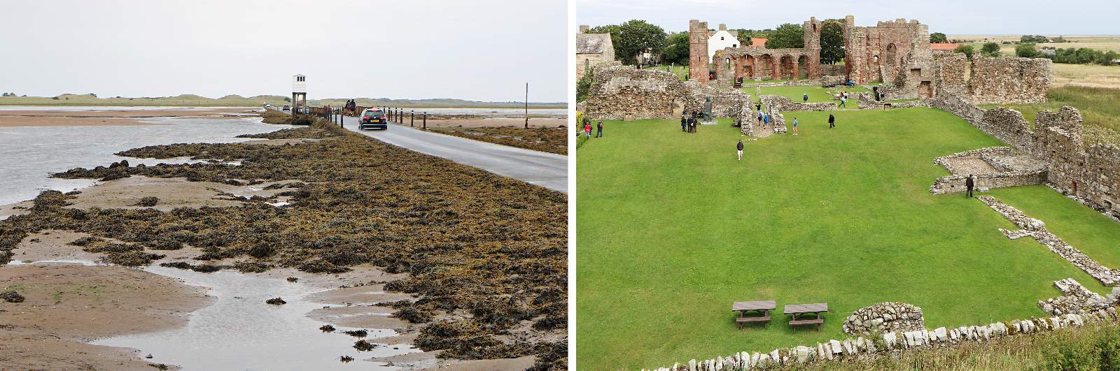 Příjezd na Holy Island . . . . . . . . . . . . . . Lindisfarne Priory - klášter z roku 1093